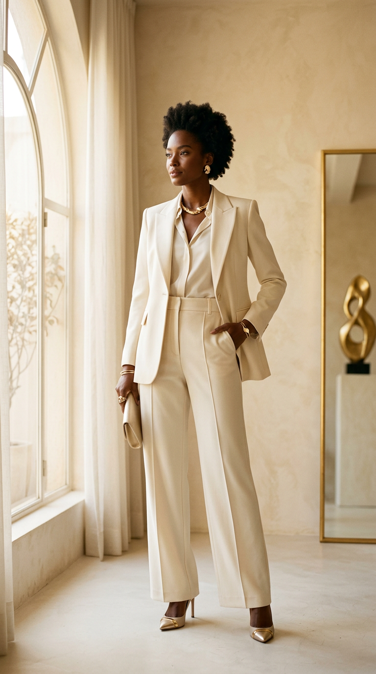 Mulher usando blazer de alfaiataria Jackelle